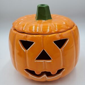 Vintage Orange Pumpkin Jack O Lantern Marcia Ceramics Halloween USA!
